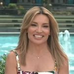 Kit’s white floral print square neck dress on Access Hollywood