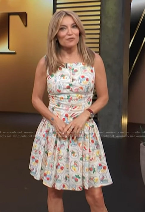 Kit’s white printed mini dress on Access Hollywood