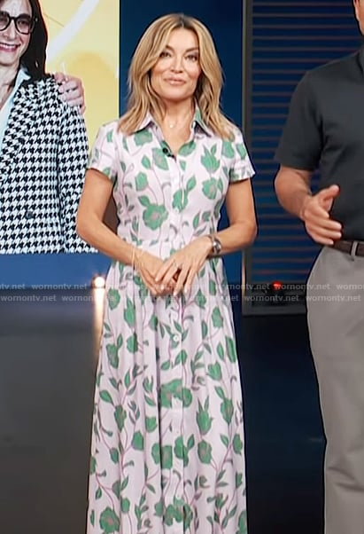 Kit's pink floral print shirtdress on Access Hollywood