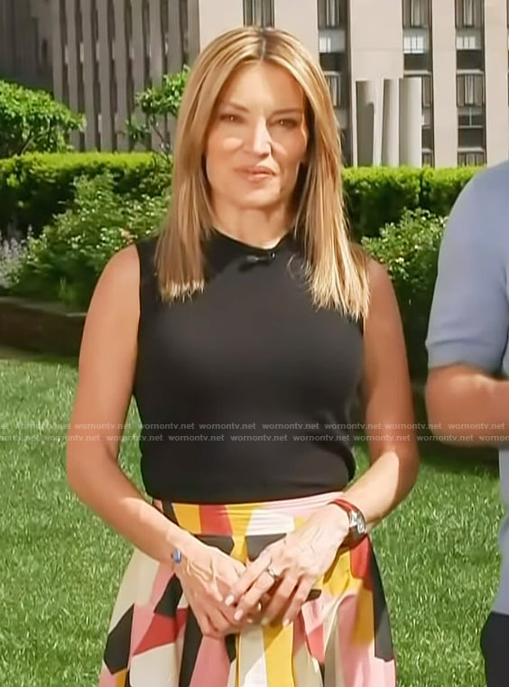 Kit's abstract print skirt on Access Hollywood