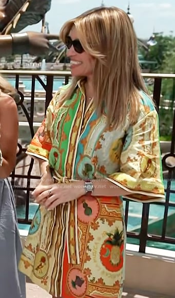Kit's patchwork print belted dress on Access Hollywood
