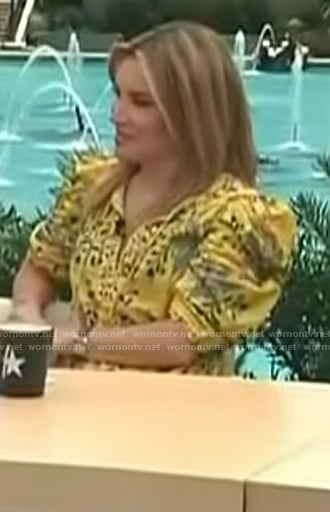 Kit’s yellow floral print mini dress on Access Hollywood