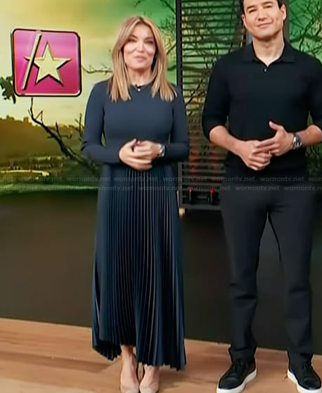 Kit's mixed media pleated dress on Access Hollywood