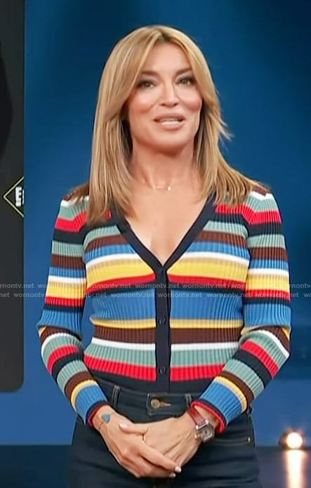 Kit’s striped ribbed cardigan on Access Hollywood