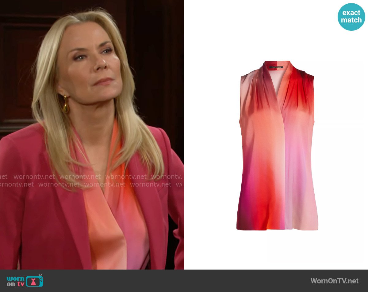 Kobi Halperin Sydonie Top in Poppy Multi worn by Brooke Logan (Katherine Kelly Lang) on The Bold and the Beautiful