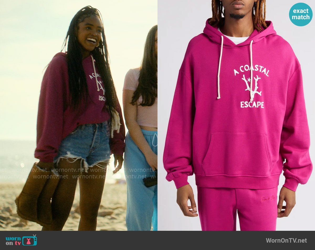 KROST Coastal Escape Cotton Graphic Hoodie worn by Keisha Clark (Lovie Simone) on Forever