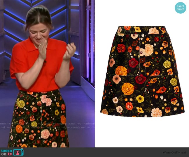 La DoubleJ Floral Print Skirt worn by Kelly Clarkson on The Kelly Clarkson Show