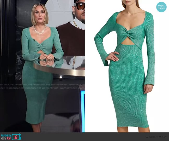 L'Agence Boa Metallic Twist-Front Bodycon Knee-Length Dress worn by Keltie Knight on E! News