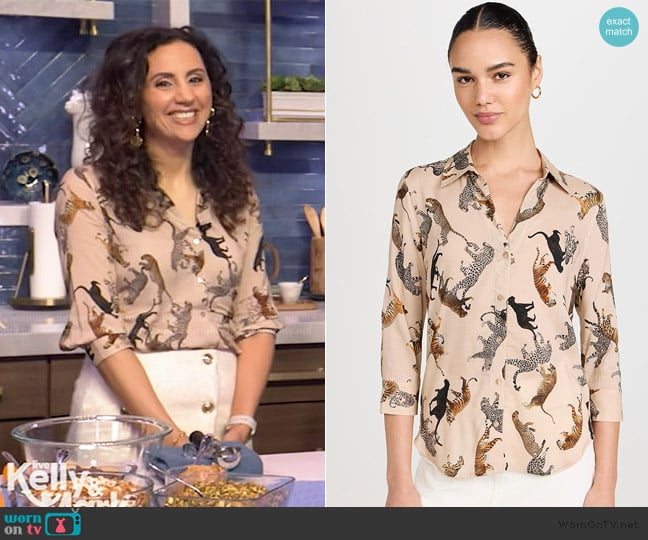L'Agence Camille 3/4 Sleeve Blouse worn by Yumna Jawad on Live with Kelly and Mark