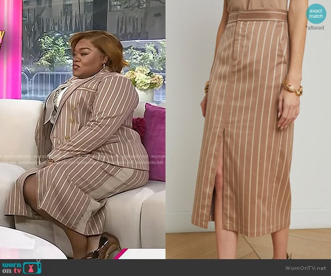 L'Agence Madonna Pinstriped Midi Skirt worn by Da'Vine Joy Randolph on Today