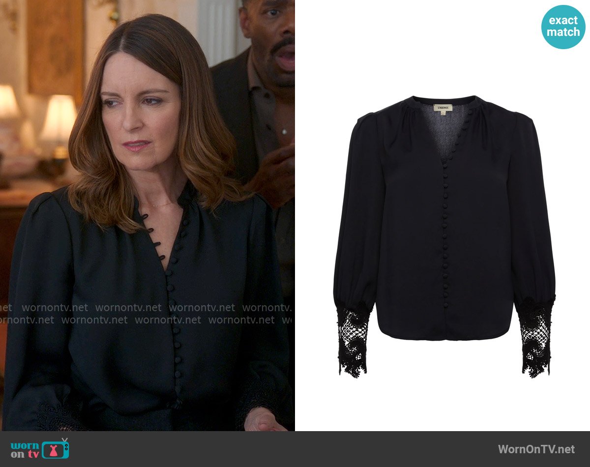 L'Agence Ava Lace Cuff Blouse worn by Kate (Tina Fey) on The Four Seasons