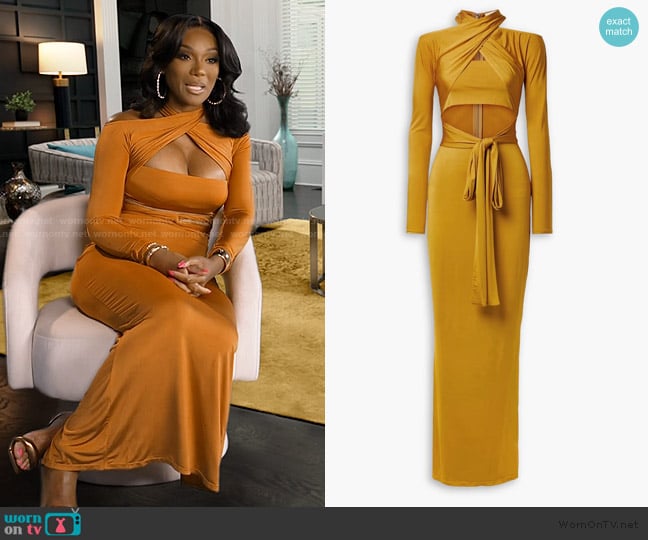 LaPointe Cutout stretch-jersey maxi dress worn by Angela Oakley on The Real Housewives of Atlanta