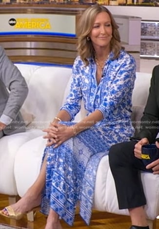Lara's blue floral maxi shirtdress on Good Morning America