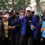 Lara’s brown sneakers on Good Morning America