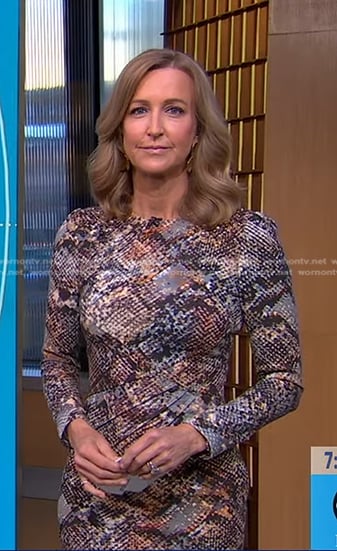 Lara's snake print gathered dress on Good Morning America