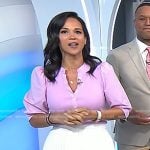 Laura’s pink puff sleeve top and white pleated skirt on Today