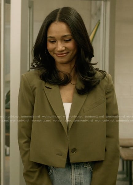 Layla's green cropped blazer on All American