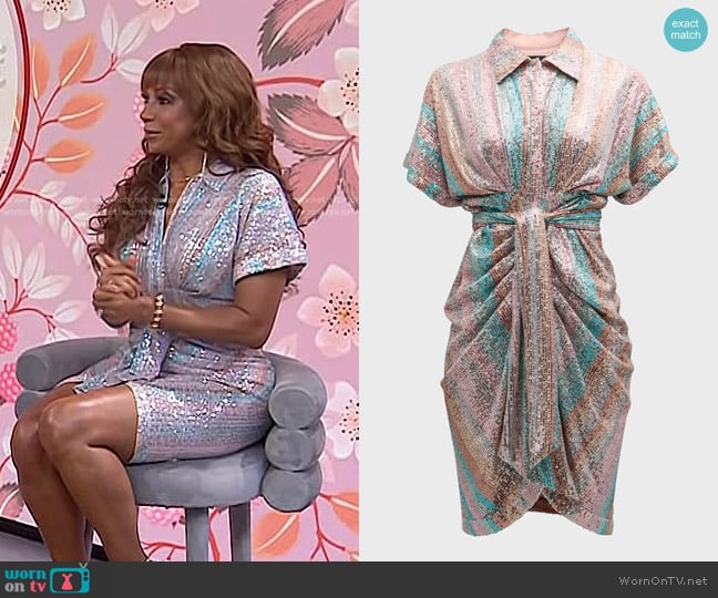 Le Superbe Mini Miko Draped Sequin Shirtdress worn by Holly Robinson Peete on Today