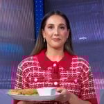 Leah Cohen’s red short sleeve tweed jacket on Good Morning America