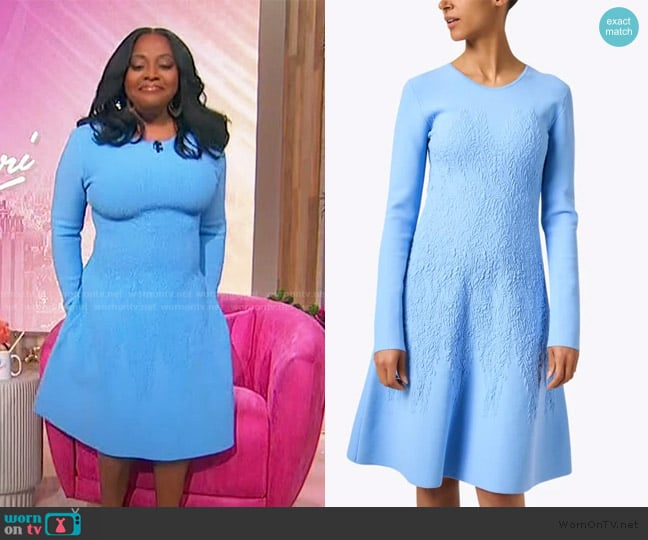 Lela Rose Oxford Blue Textured Knit Dress worn by Sherri Shepherd on Sherri