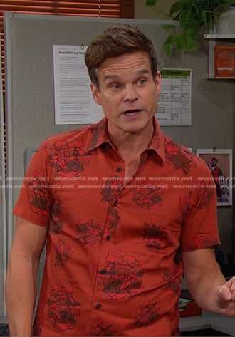 Leo’s red rose print shirt on Days of our Lives
