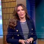 Leslie Lopez’s navy blazer with gold buttons on Good Morning America