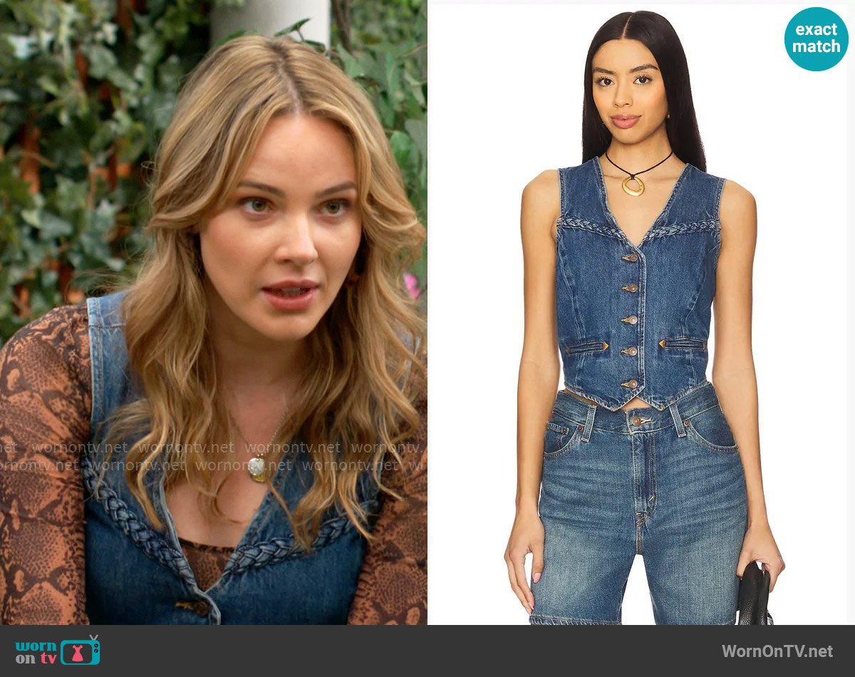 Tessa’s braided denim vest on The Young and the Restless