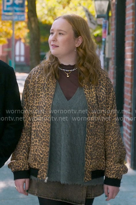 Lila's leopard print bomber jacket on The Four Seasons