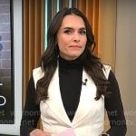 Lilia Luciano’s white pleated sleeveless blazer dress on CBS Mornings