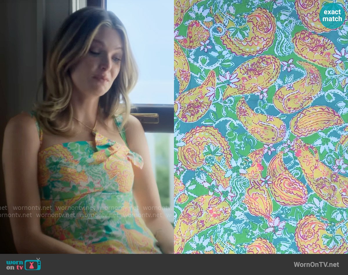 Lilly Pulitzer Custom Made with Pop Goes The Lemur Fabric worn by Devon DeWitt (Meghann Fahy) on Sirens