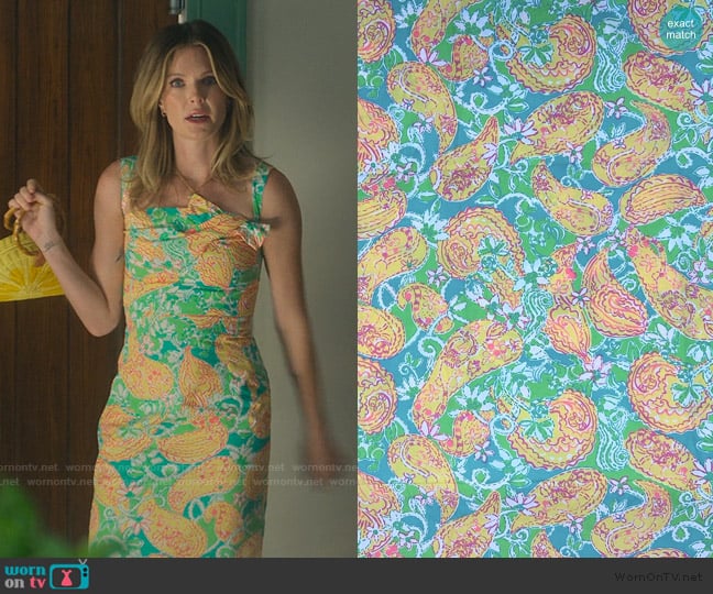 Lilly Pulitzer Custom Made with Pop Goes The Lemur Fabric worn by Devon DeWitt (Meghann Fahy) on Sirens