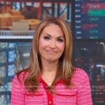 Lori’s red short sleeve cardigan on Good Morning America