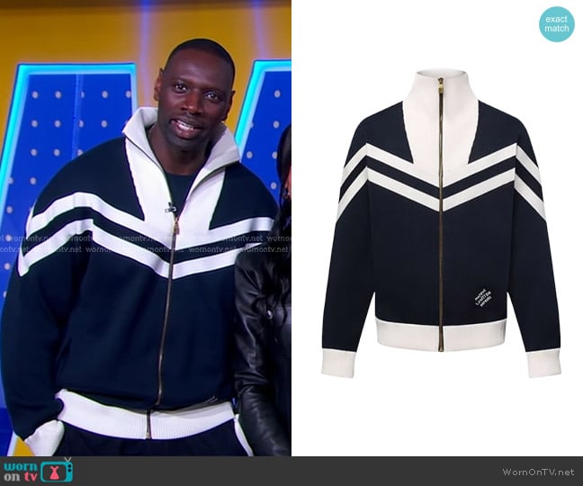 Louis Vuitton Knitted Cotton Sailor Blouson worn by Omar Sy on Good Morning America