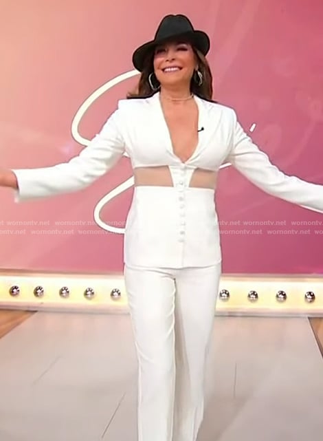 Luann de Lesseps white blazer jumpsuit on Sherri