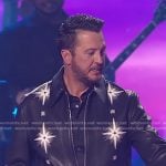 Luke Bryan’s black starburst leather jacket on American Idol