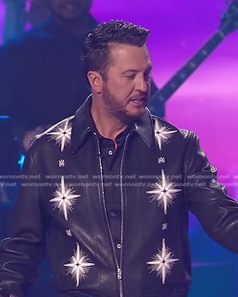 Luke Bryan’s black starburst leather jacket on American Idol