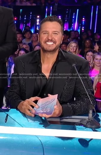 Luke Bryan’s black embellished blazer on American Idol