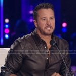 Luke Bryan’s brown western leather shirt on American Idol