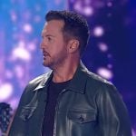 Luke Bryan’s green leather jacket on American Idol