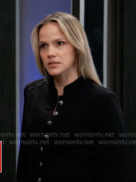 Lulu's black jacket with silver buttons on General Hospital