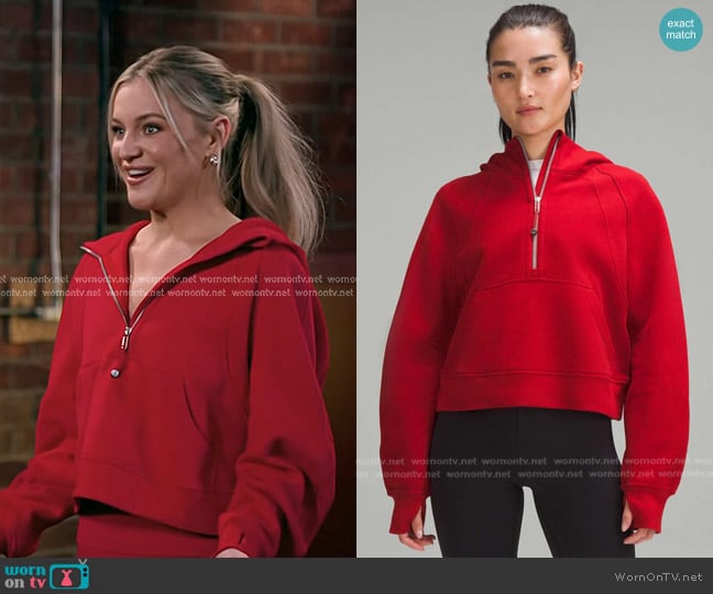 Lululemon Scuba Oversized Half-zip Hoodie in Red worn by Kelsea Ballerini on The Voice