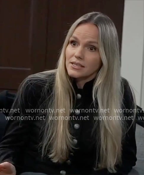 Lulu's black jacket with silver buttons on General Hospital