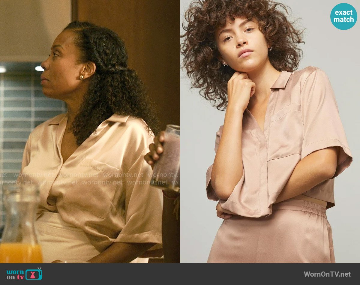 Lunya Washable Silk High Rise Pant Set worn by Dawn Edwards (Karen Pittman) on Forever