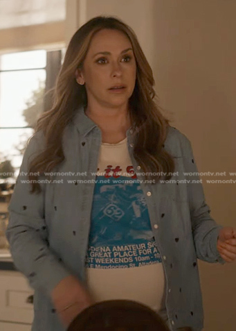 Maddie’s blue heart embroidered shirt on 9-1-1