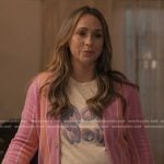 Maddie’s white print tee and pink striped cardigan on 9-1-1