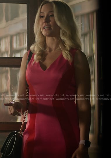 Maddie's pink two-tone sheath dress on You