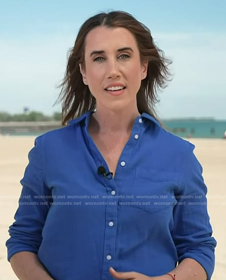 Maggie Vesper’s blue button front shirt on NBC News Daily