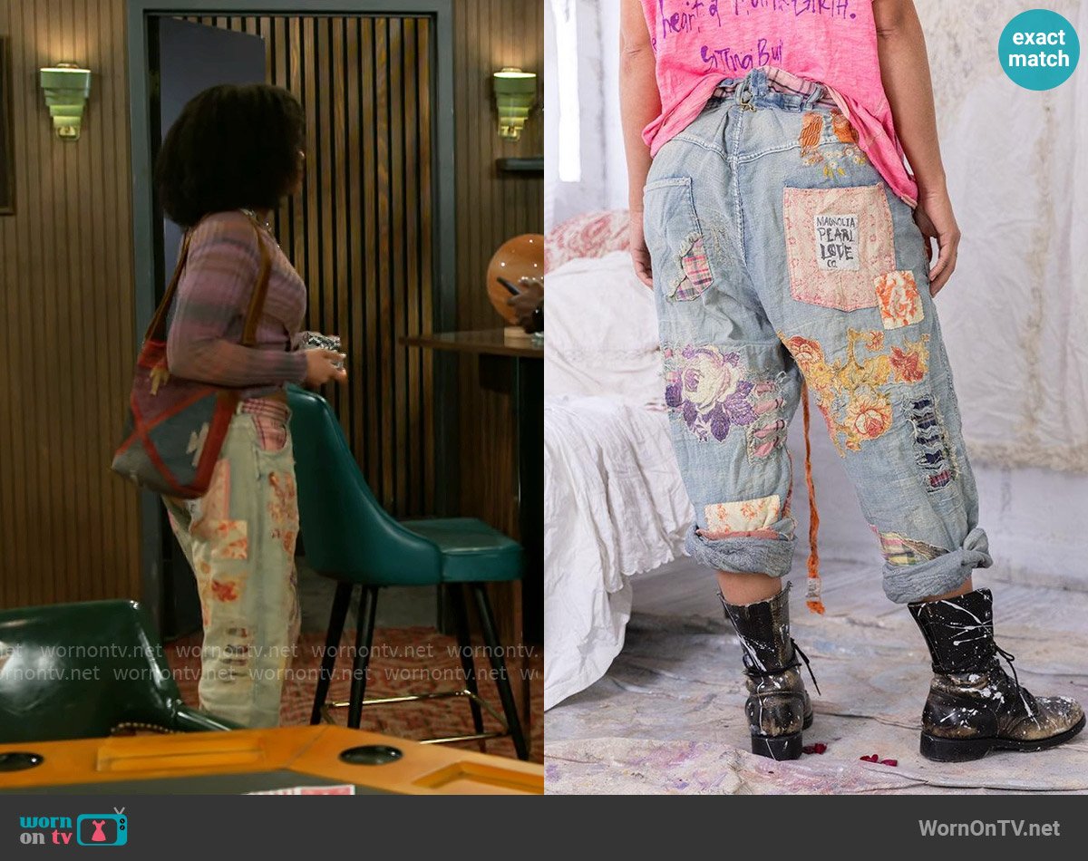 Magnolia Pearl Linen Funk N' Junk Miner Pants worn by Eva Thomas (Ambyr Michelle) on Beyond the Gates