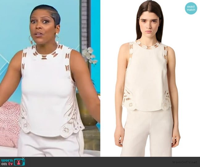 Maje Embroidered vest top worn by Tamron Hall on Tamron Hall Show