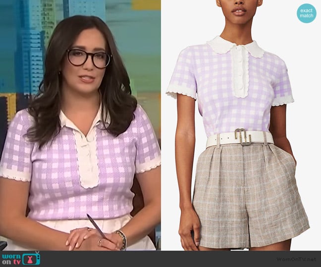 Maje Parma Violet Micro Jacquard Knit Polo Shirt worn by Savannah Sellers on NBC News Daily